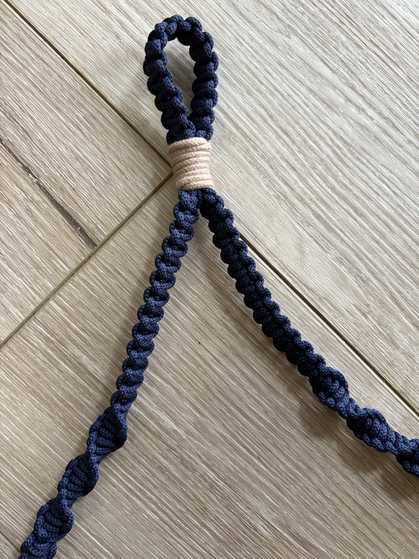 Single Propagation Station - Navy Macrame with Hickory Base